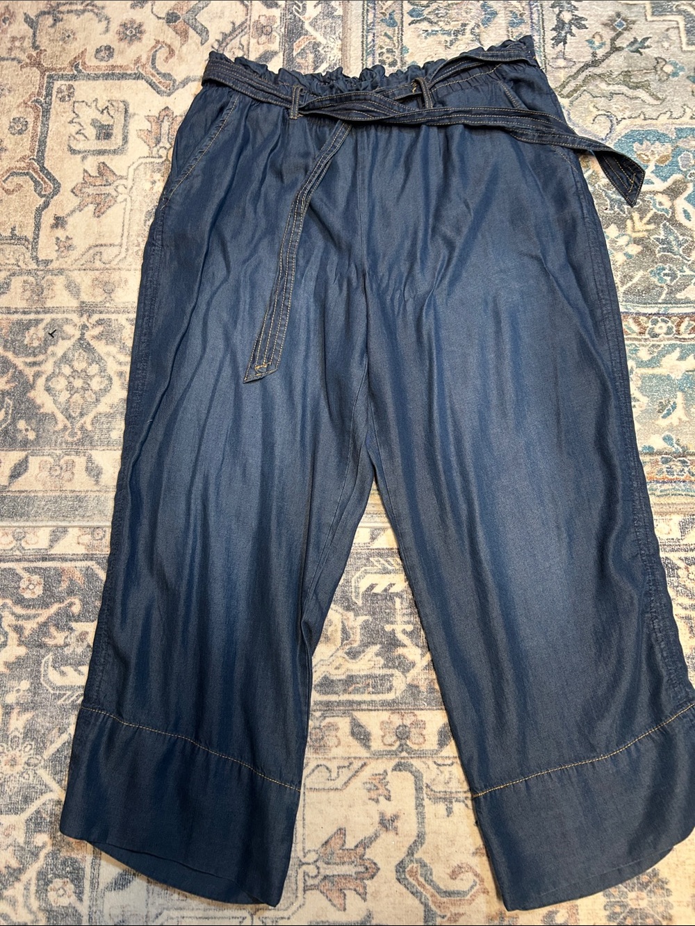 Philosophy Men’s Dark Blue Relaxed Waist-Tie Jeans